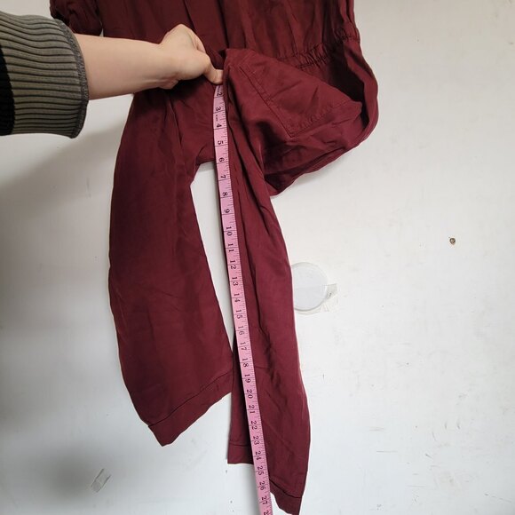 Ann Taylor Loft Burgundy Maroon Rolled Tab Long Pants One Piece Jumpsuit Size XS - Picture 11 of 17